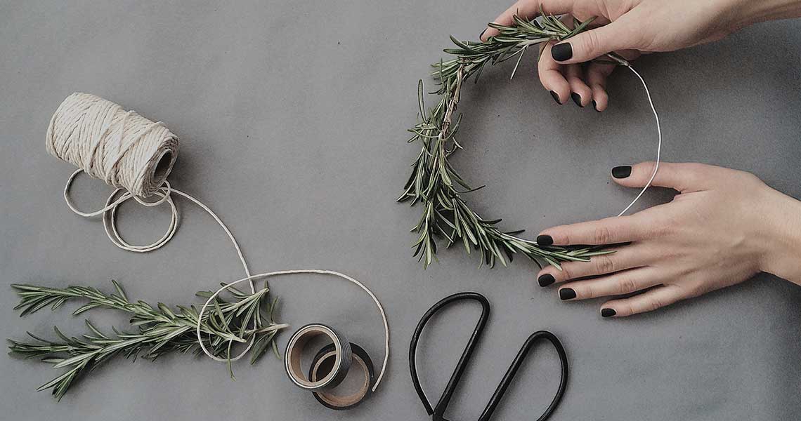 DIY Mini Rosemary Wreaths