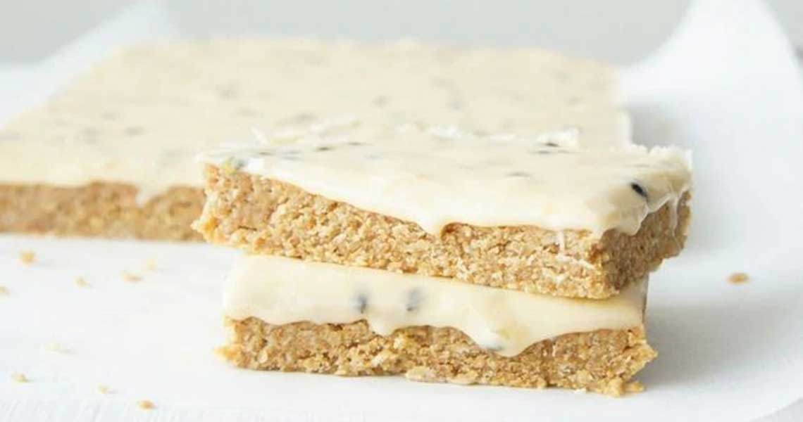 ANZAC slice with passionfruit topping